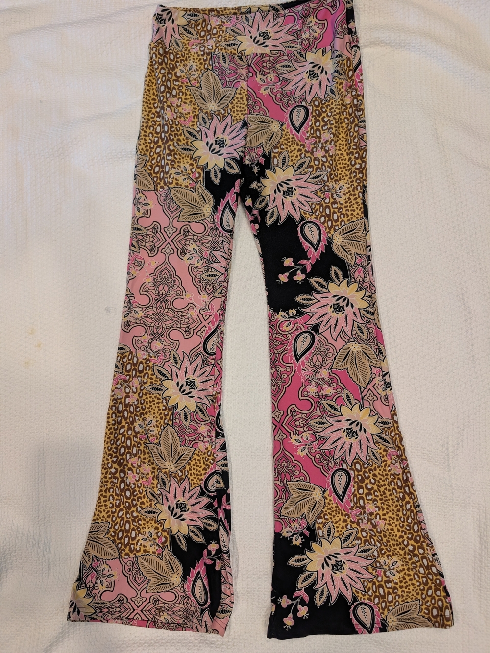 NOBO Pink Black Floral & Leopard Wide-Leg Pants